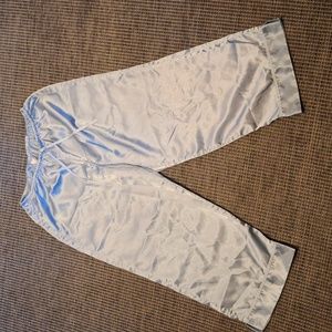 Silky Blue Wide Leg Pajama Pants with Adjustable Waistband